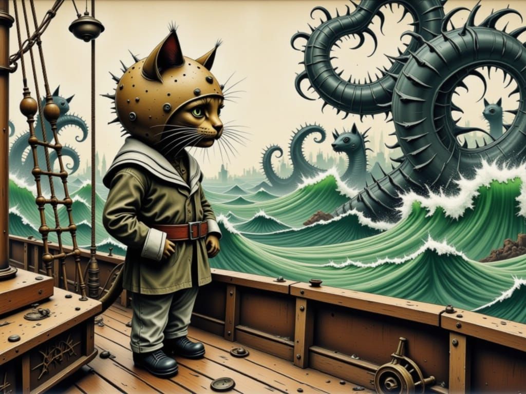 Tom Cat Sailor in Victorian Illustration Style