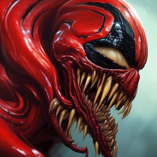 Venom Carnage Portrait in Hyperdetailed Style