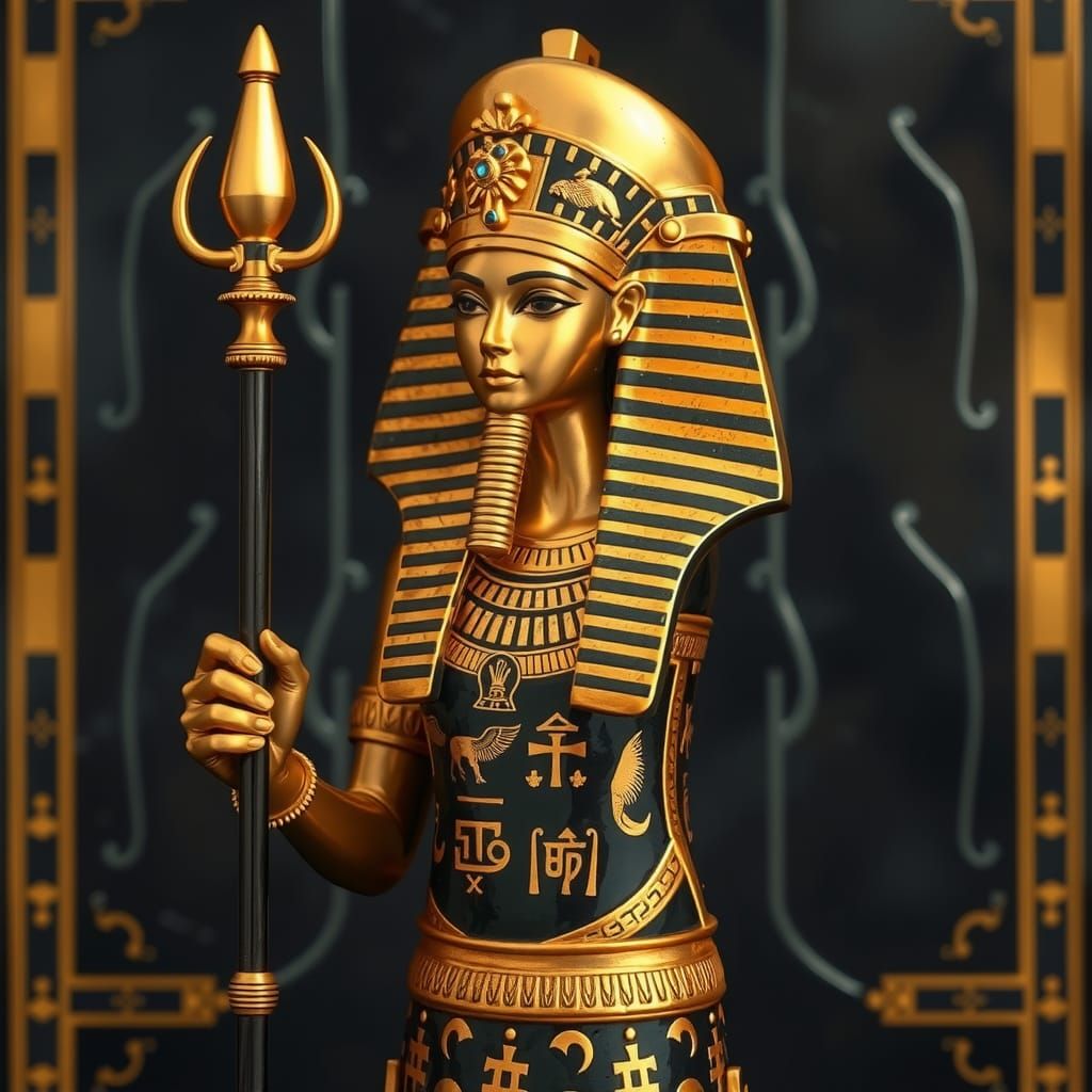 Pharaoh Chess Queen in Art Deco Style
