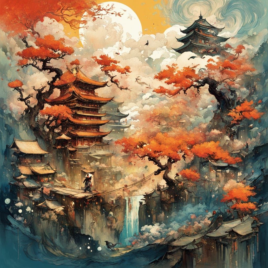 Fantastical Summer Landscape in Expressionist Impasto Style