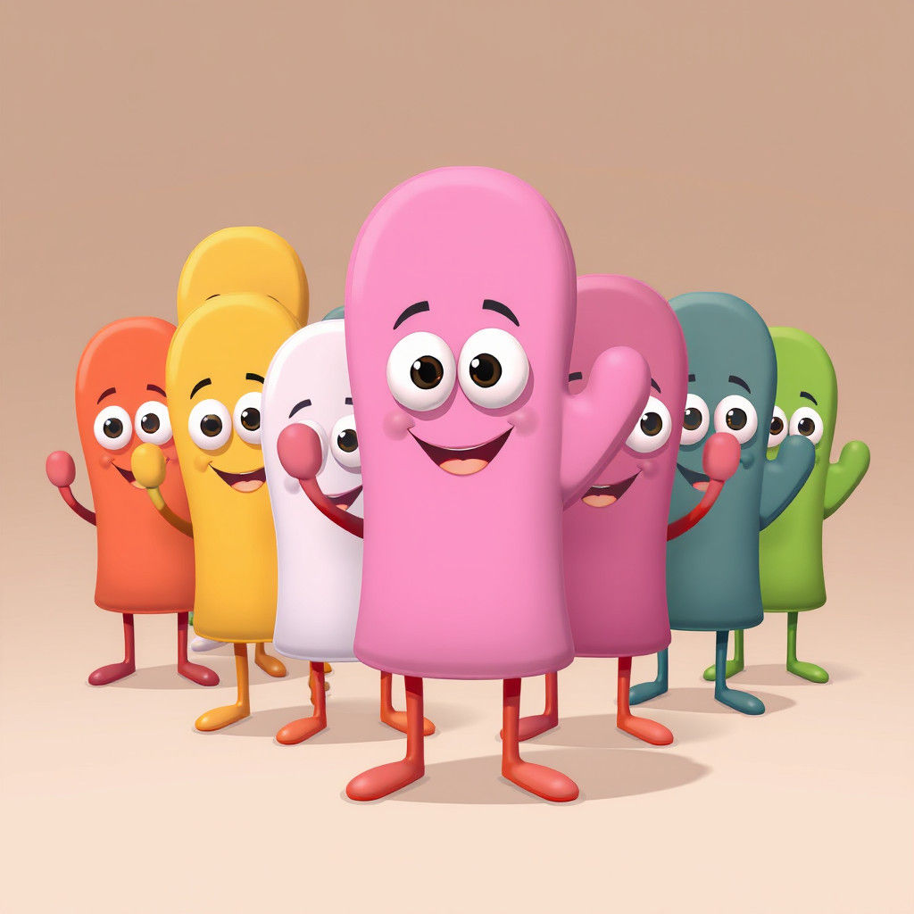 Cartoon Oven Mitt Characters in Many Colors