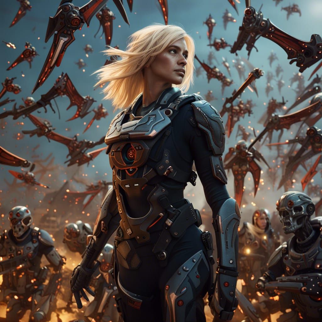 Commander Sheppard vs Reapers: Detailed Matte Painting