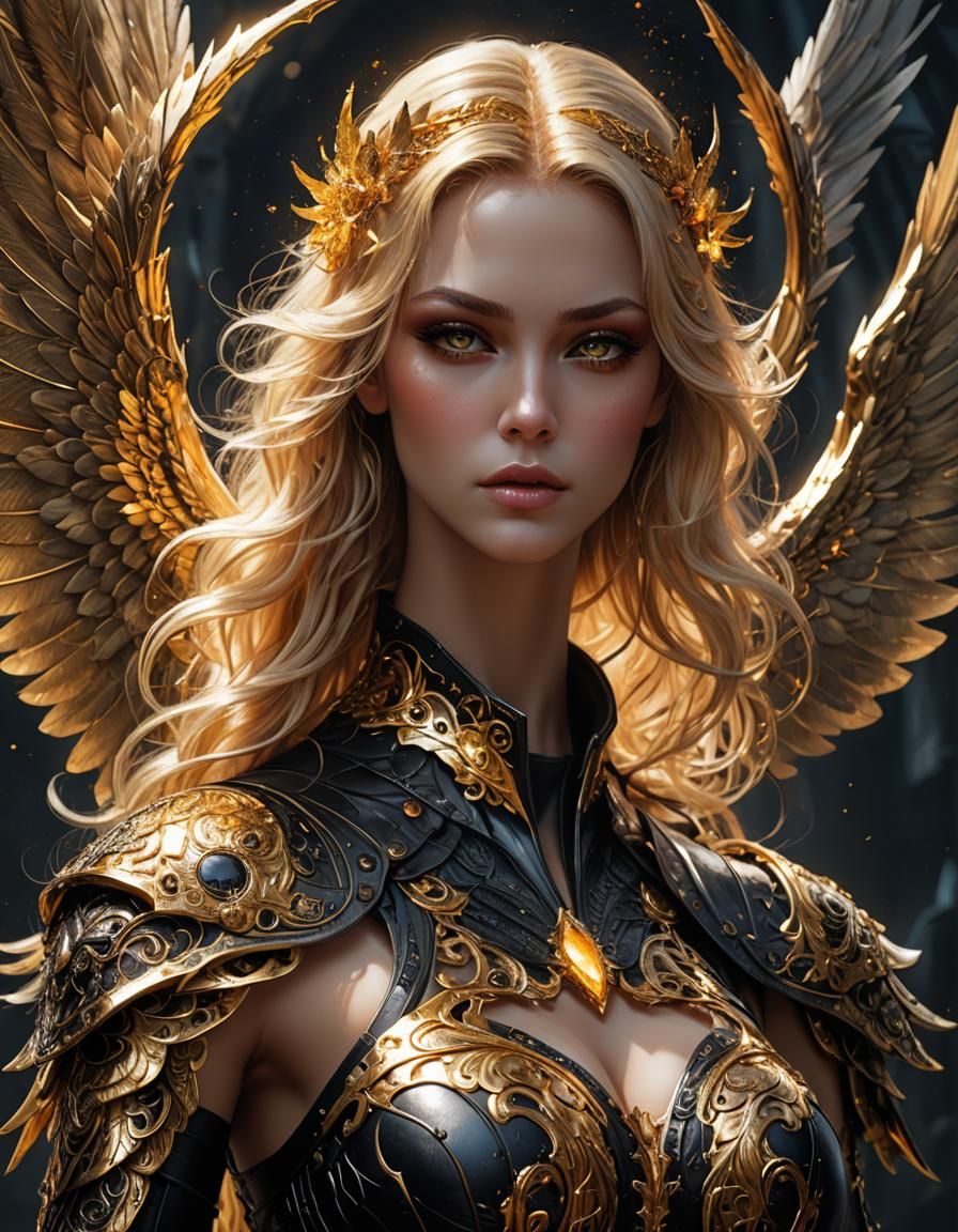 Dark Angel with Golden Hair Concept Art
