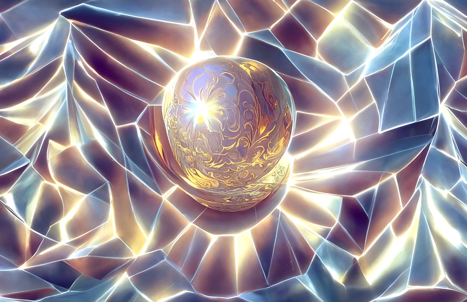 Abstract Holographic Radiance in Art Nouveau Style