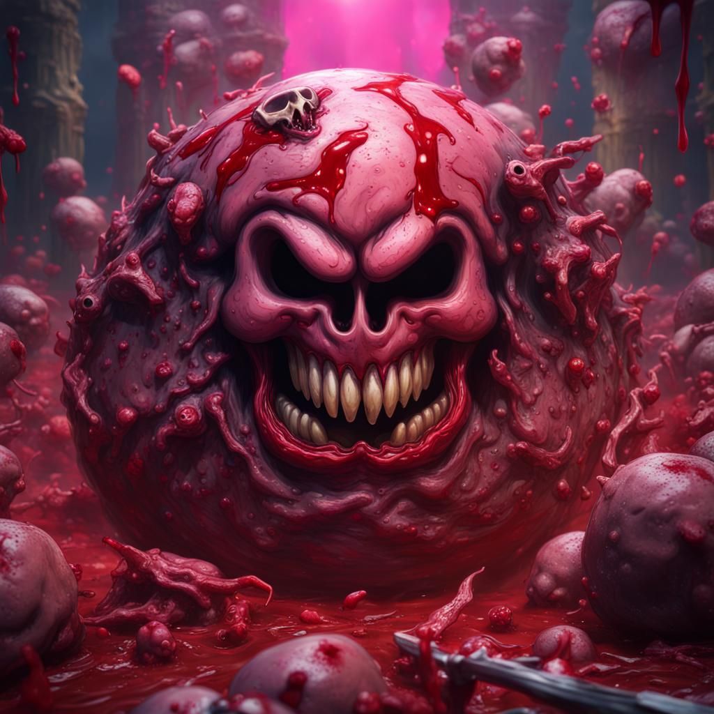Nightmarish Bloody Kirby with Razor Teeth