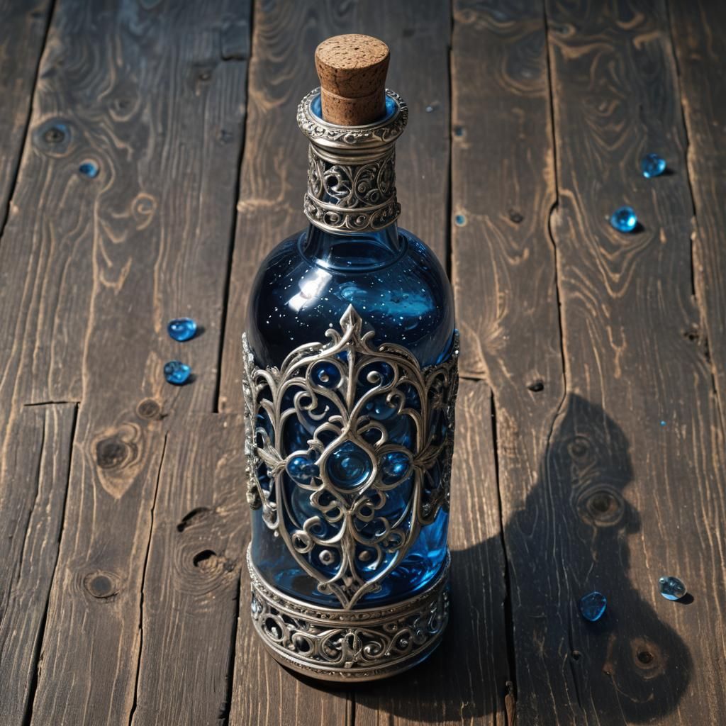 Mystical Blue and Silver Bottle in Strasbourg, 3D