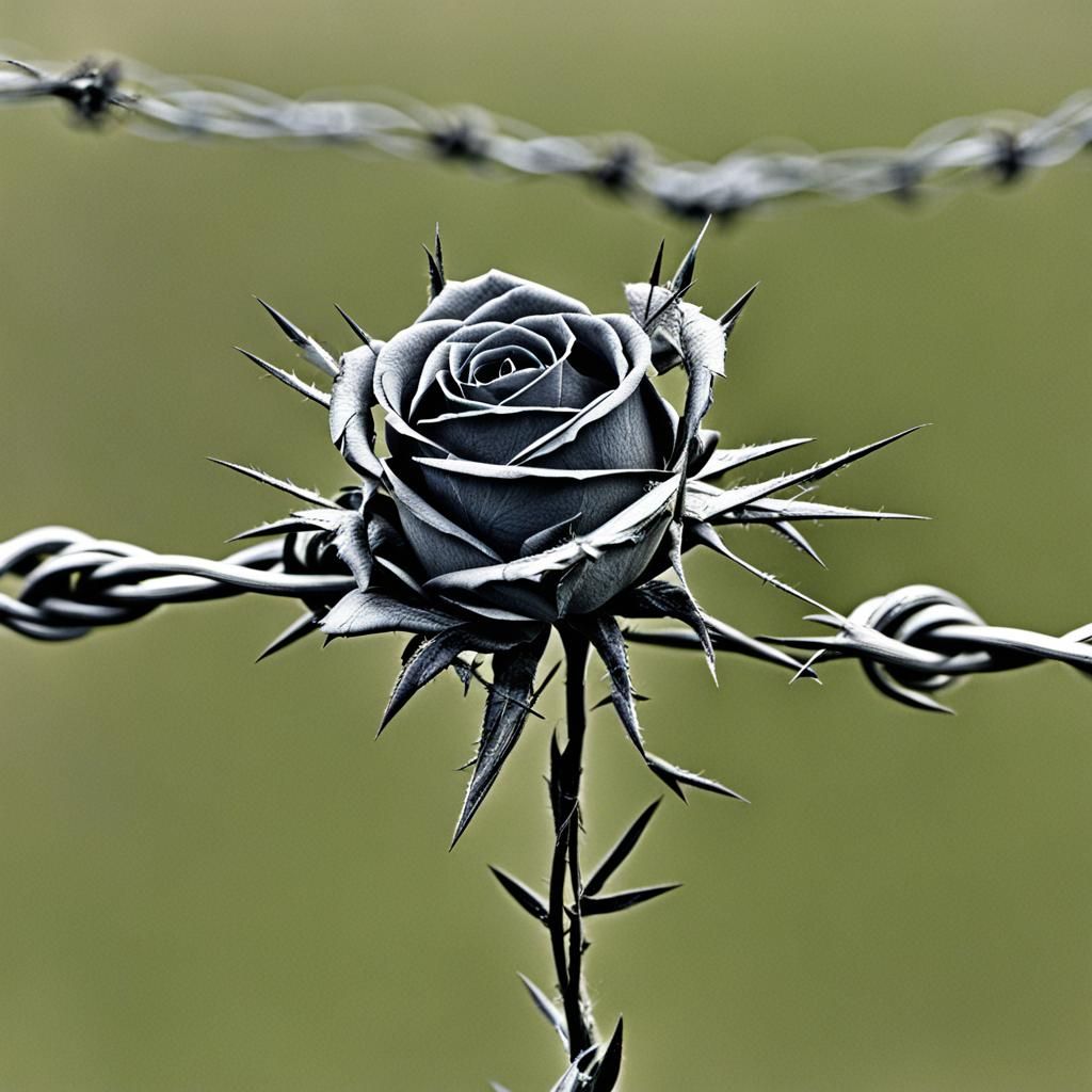 Rose Entwined in Barbed Wire