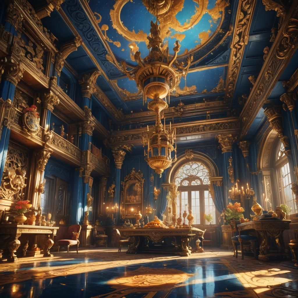 Ornate Fantasy Room with Ingredients in Magic Realism