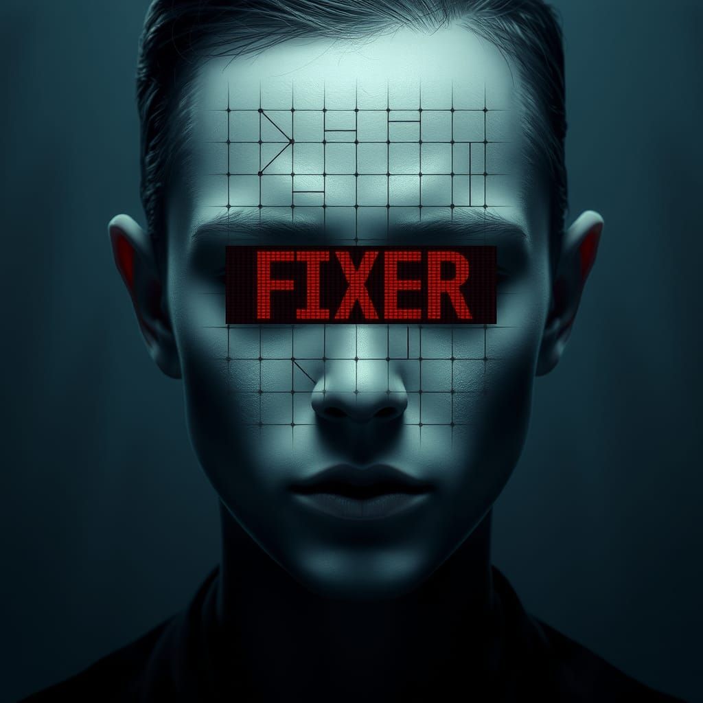 Eerie Human Portrait in Futuristic Surrealist Style