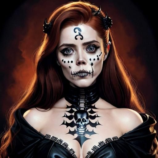 Amy Adams Halloween Skull Face Paint Art