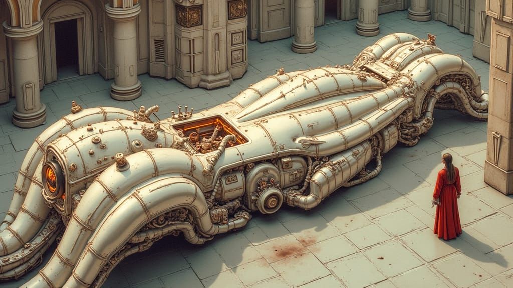 Archaic Mechanical Vehicle in Metallic Monstrosity, Concept ...
