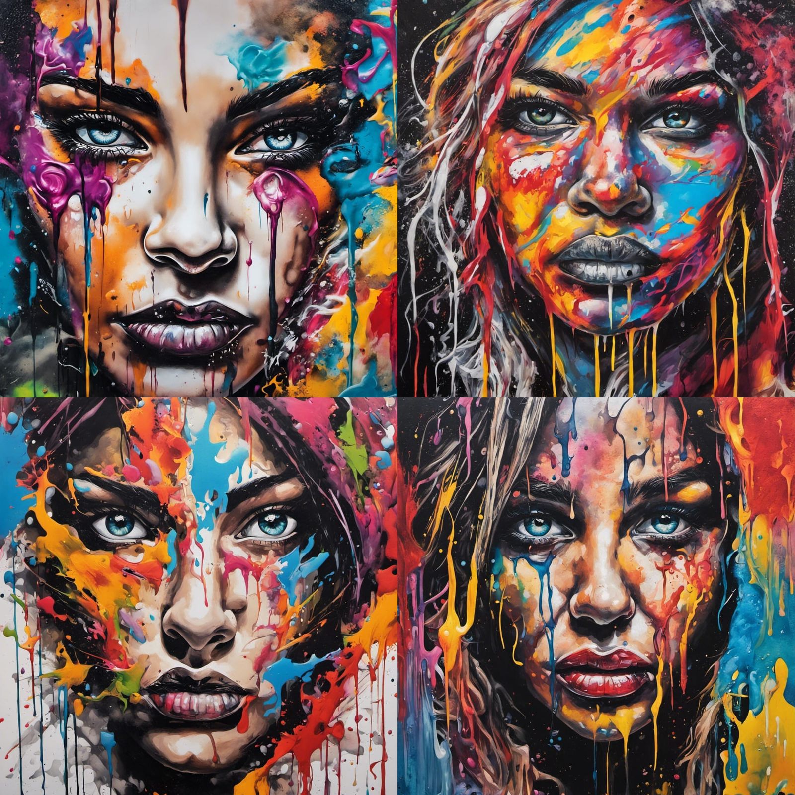 Passionate Face in Graffiti Splash Art Style