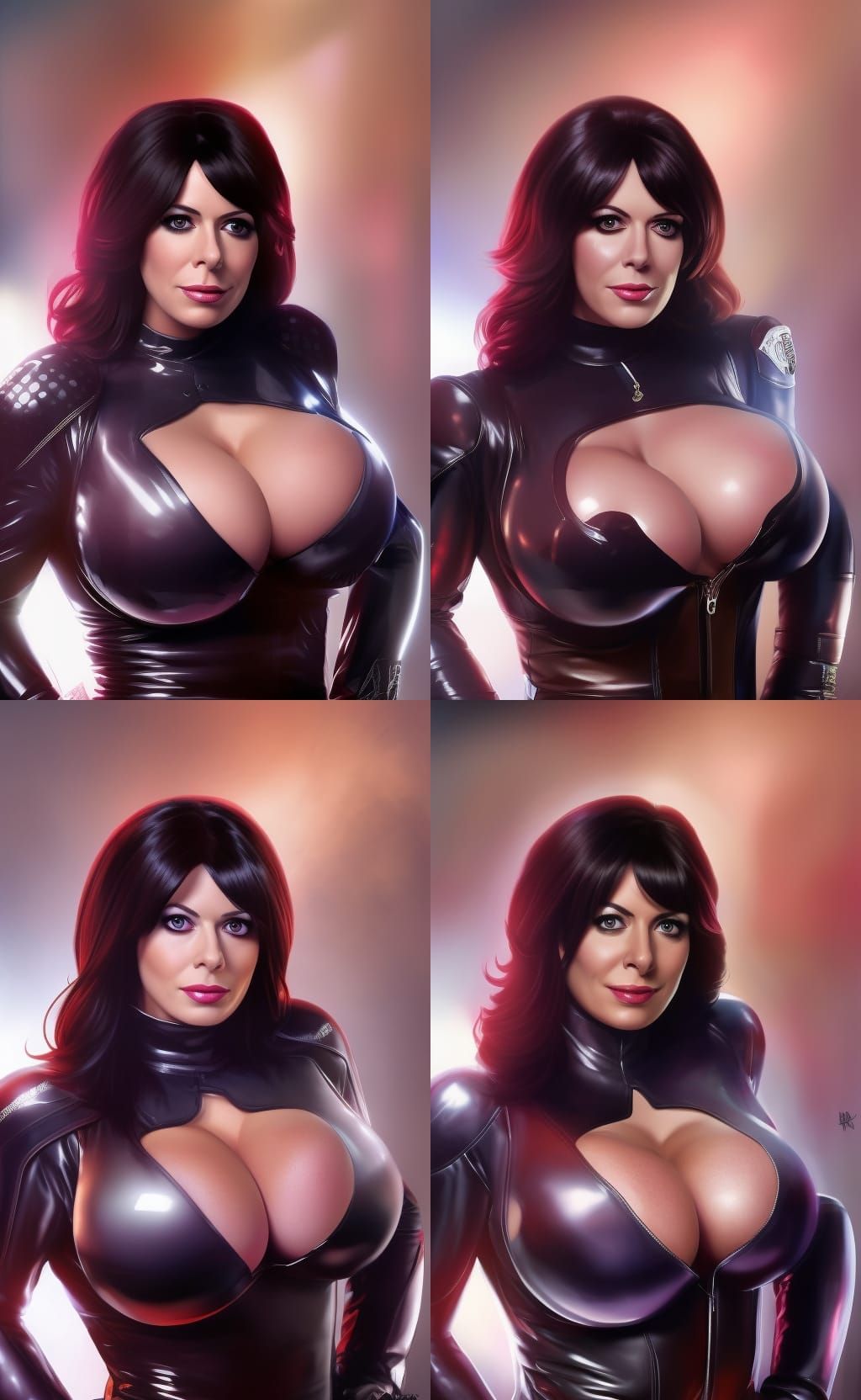 Brunette Portrait with XL Implants in Hyperdetailed Style