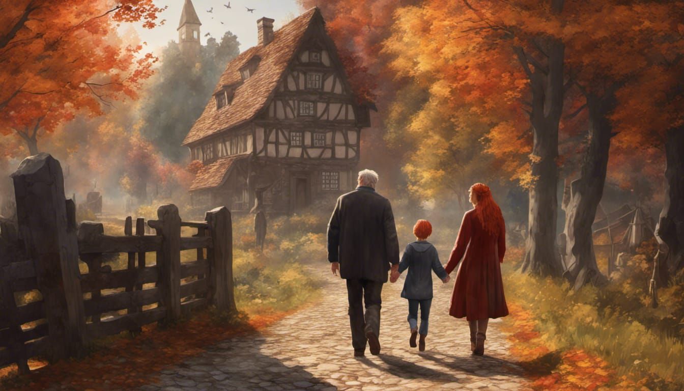Autumn Stroll in German Village, Concept Art