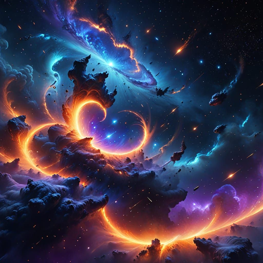 Ethereal Swarm of Galaxies in Digital Matte Painting