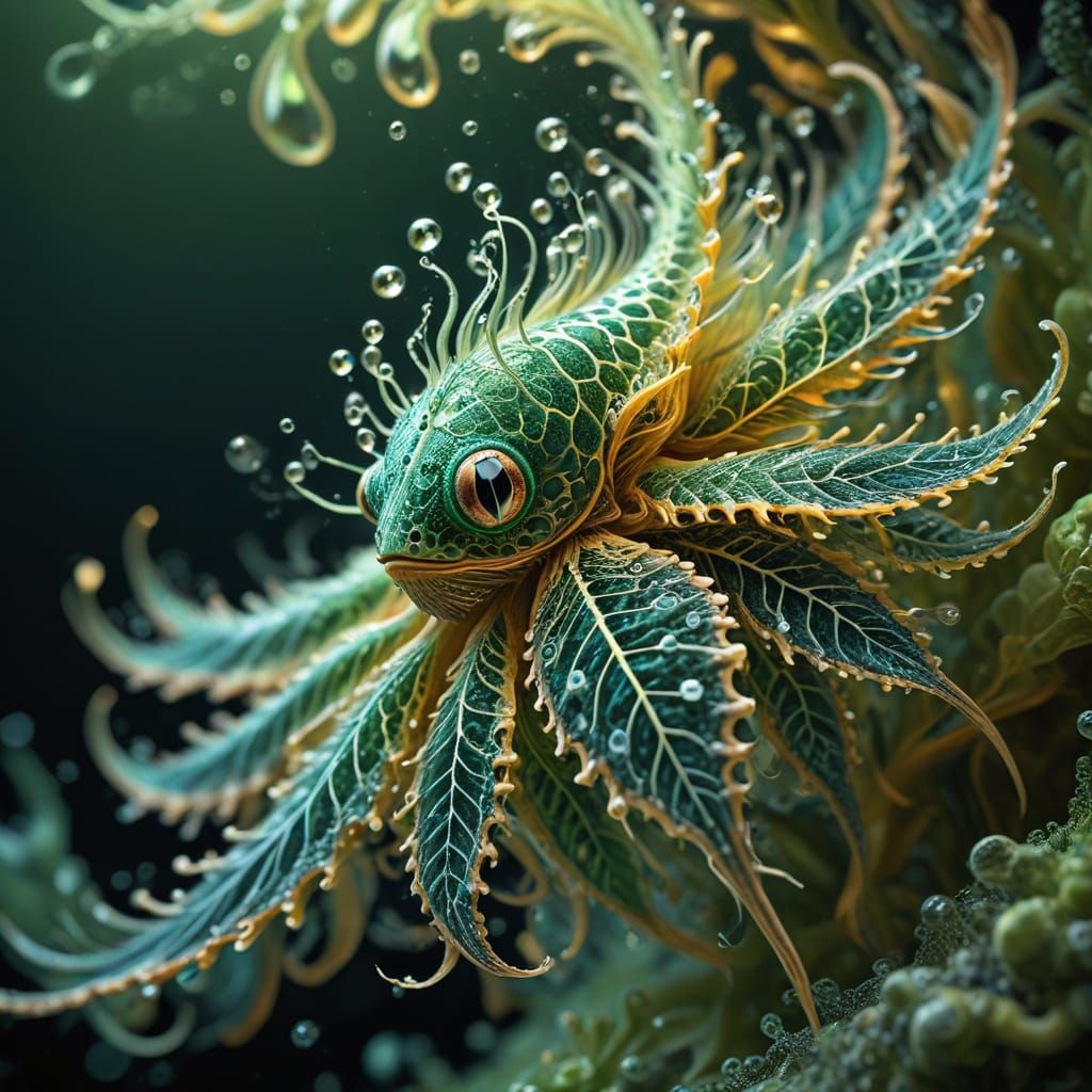 Vibrant Microscopic Creature in Golden Lighting