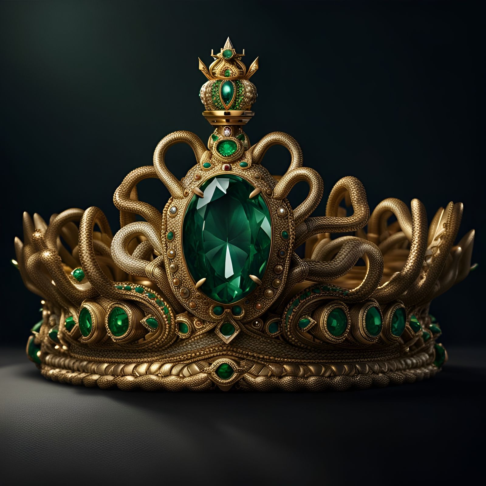 Beautiful Gold and Emerald Snake Crown