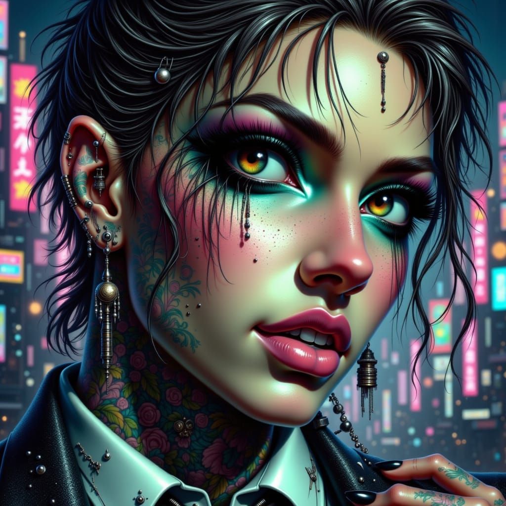 Brooding Yakuza in Moody Tokyo Cityscape