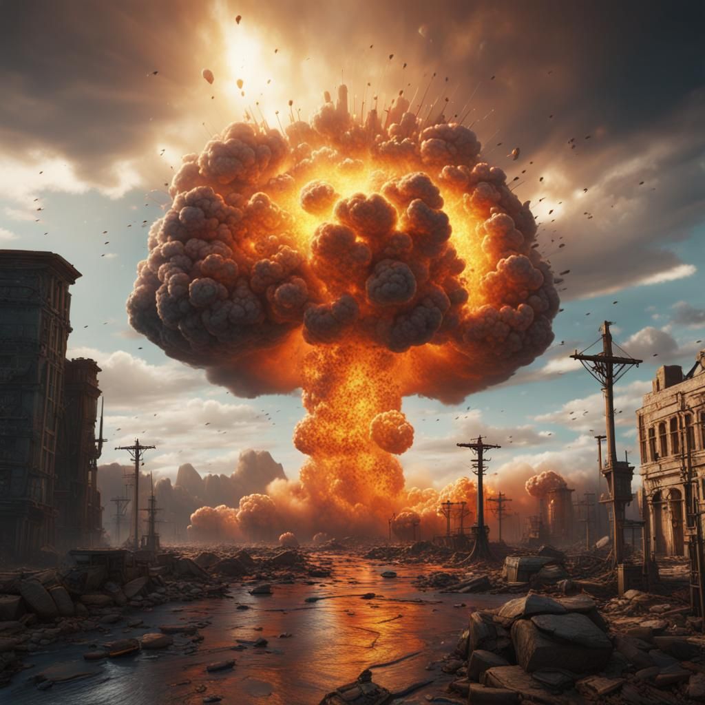 Detailed Nuclear Explosion in Fantasy Concept Art