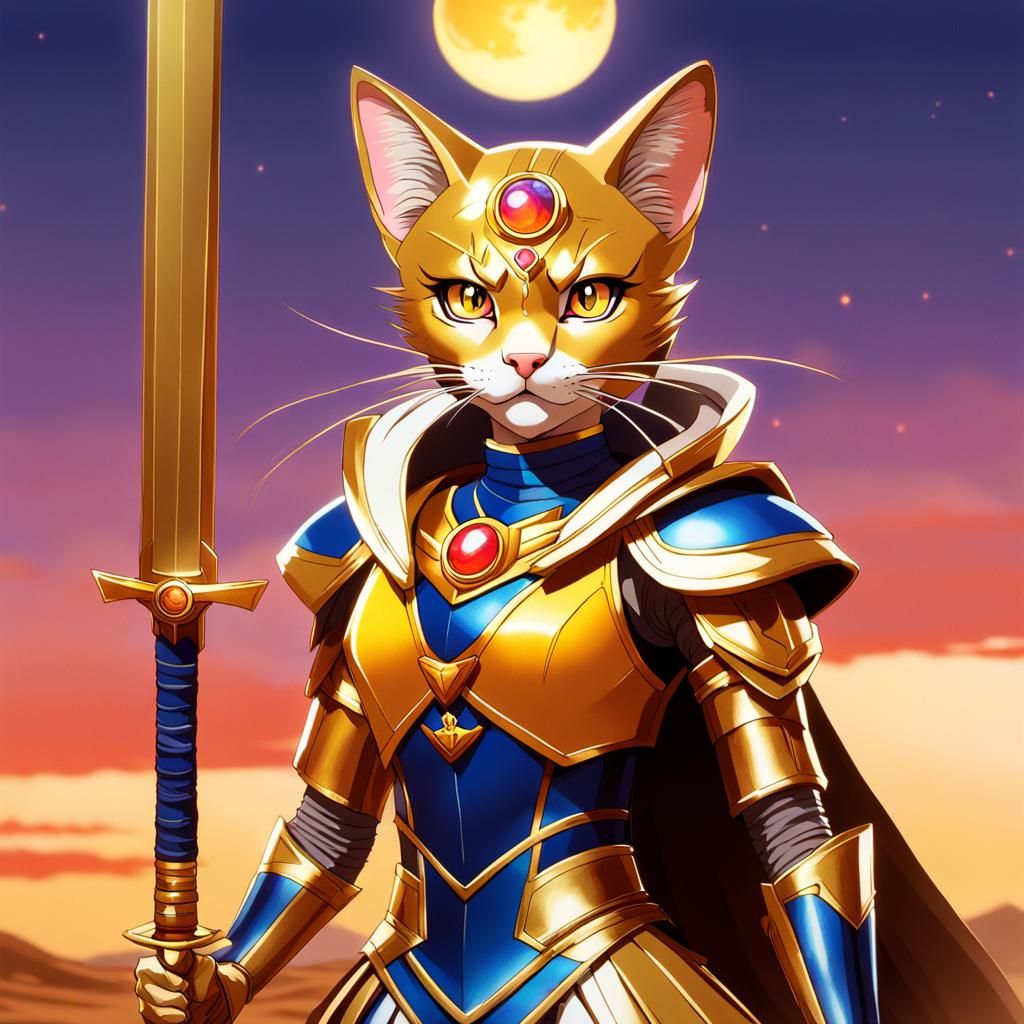 Sailor Moon as Tabaxi Warrior in Anime Style