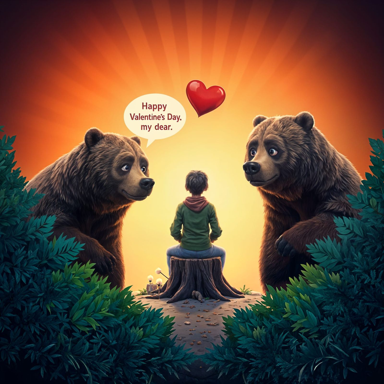 Cute Cartoon Bears Surprise Romantic Camper on Valentine's D...