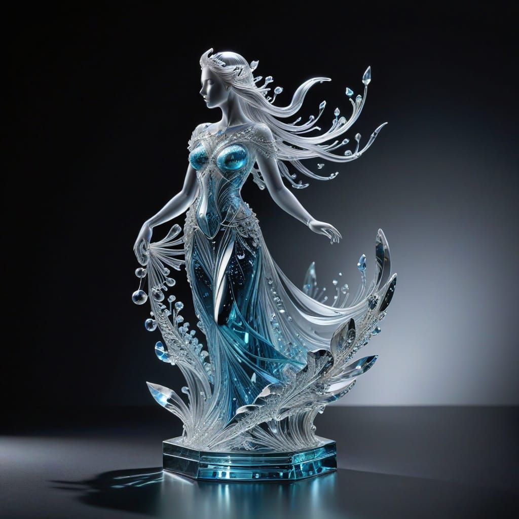 Intricate Crystal Ice Queen Sculpture