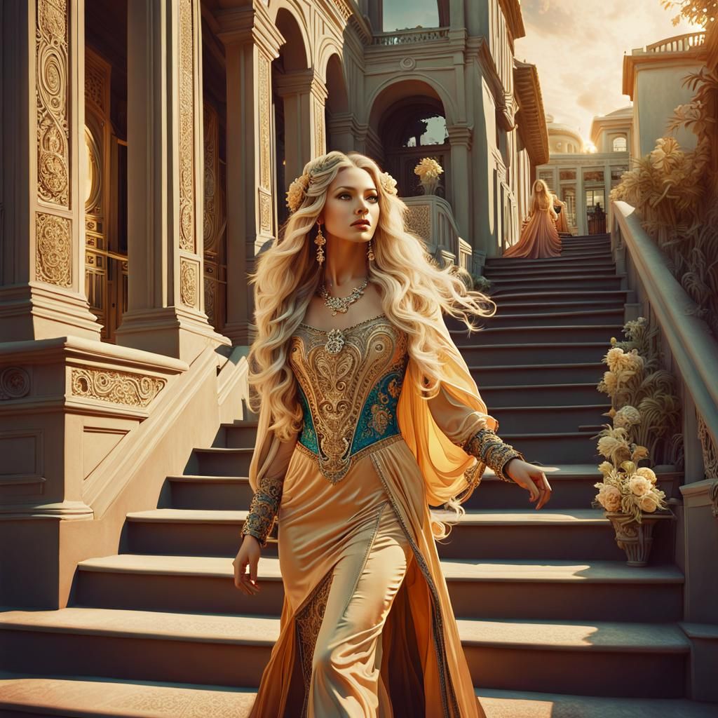 Radiance Descending: The Stunning Journey of Juliana, the Enchanting Beauty in Elegant Attire