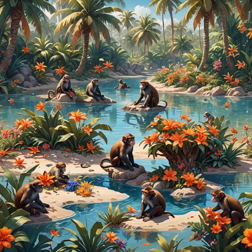 Monkeys' Desert Island Paradise in Unreal Engine 5