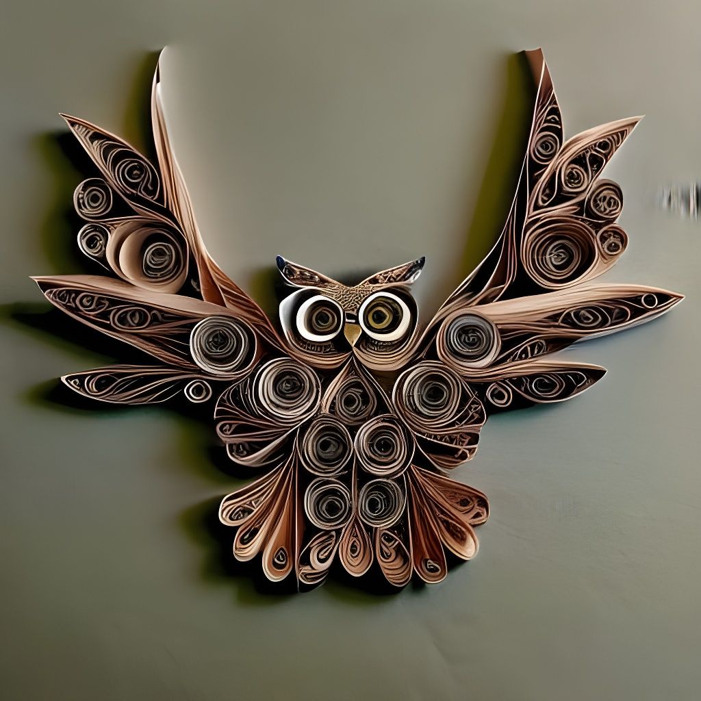 Detailed Paper Quilled Owl on Book
