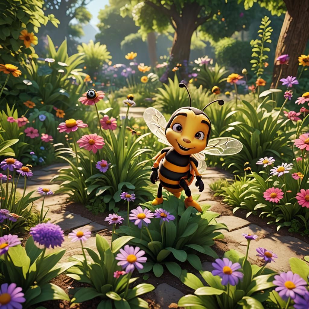 Maya the Bee in a Shaded Garden