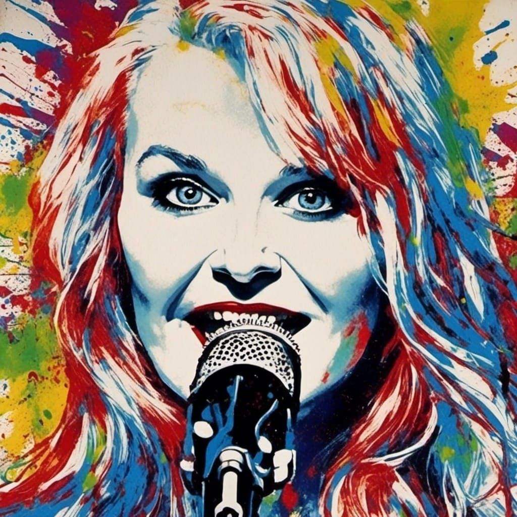 Colorful Graffiti Art of Blonde Female Singer