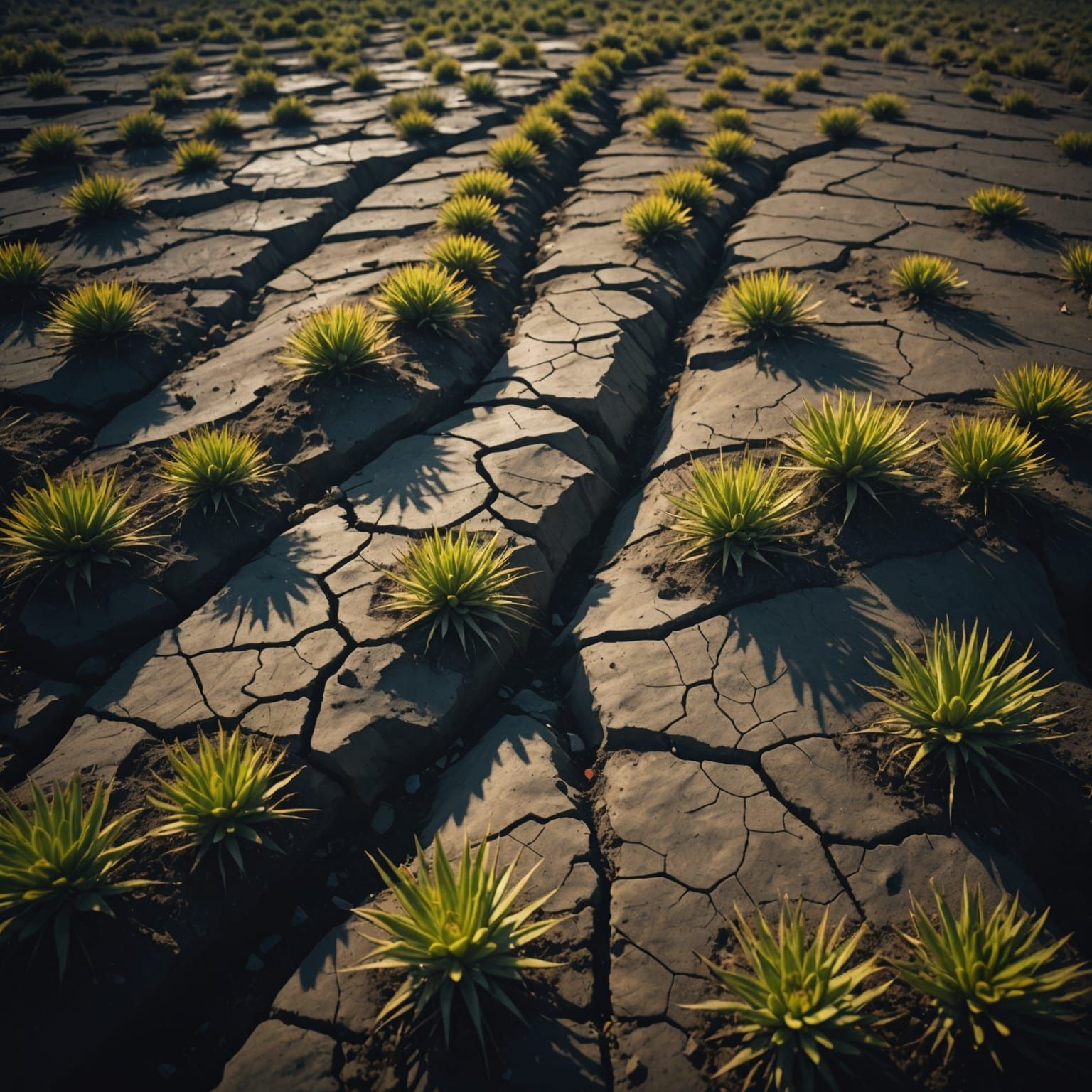 Cracked Earth Reveals Radiant Light: Cinematic Still