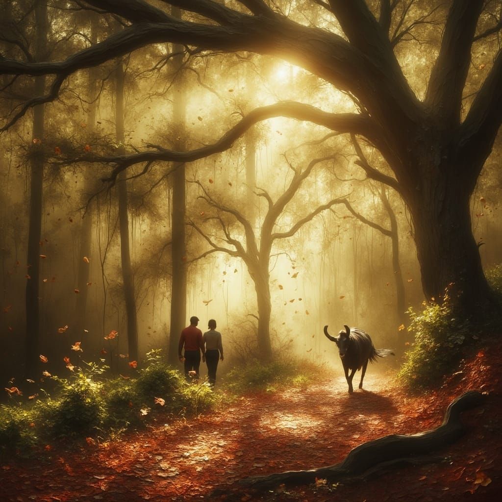 Forest Scene in Impasto Style