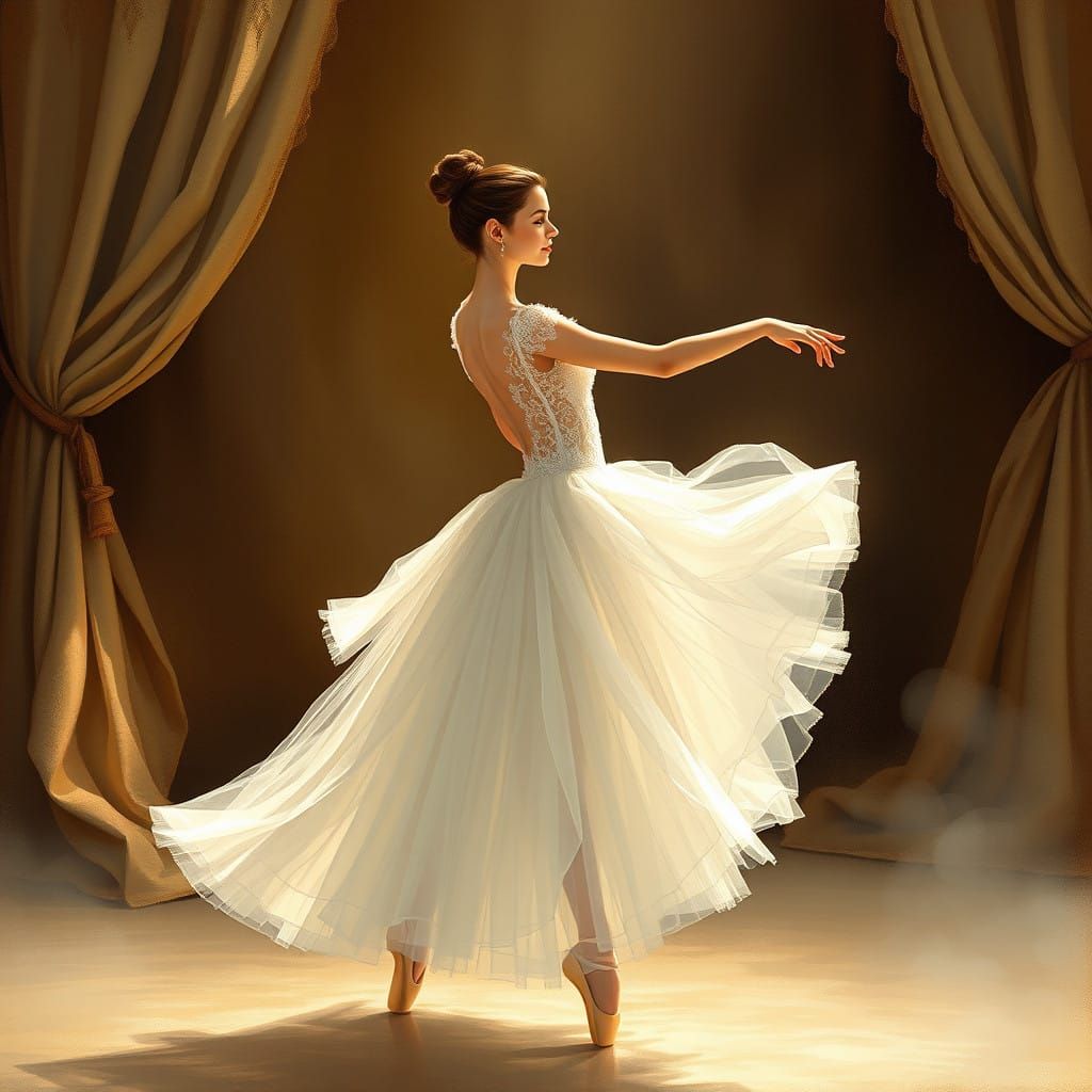 Glowing Ballerina in Elegant Studio Setting