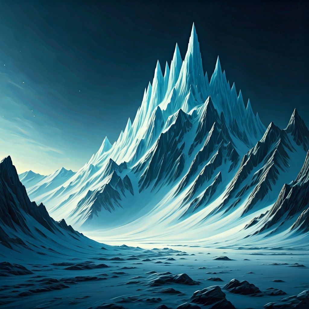 Icy Planet with Snow-Capped Mountains