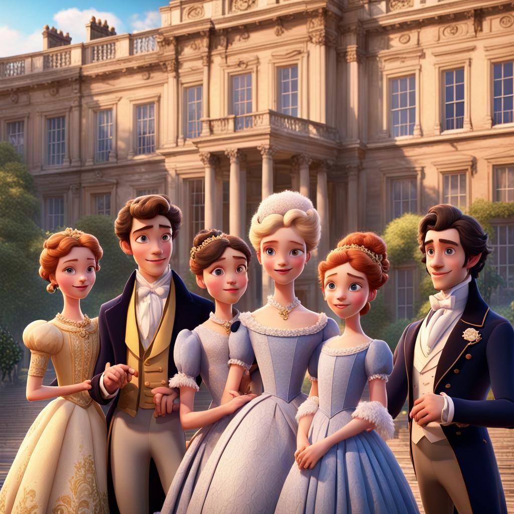 Bridgerton Family in Regency Era as 3D Art