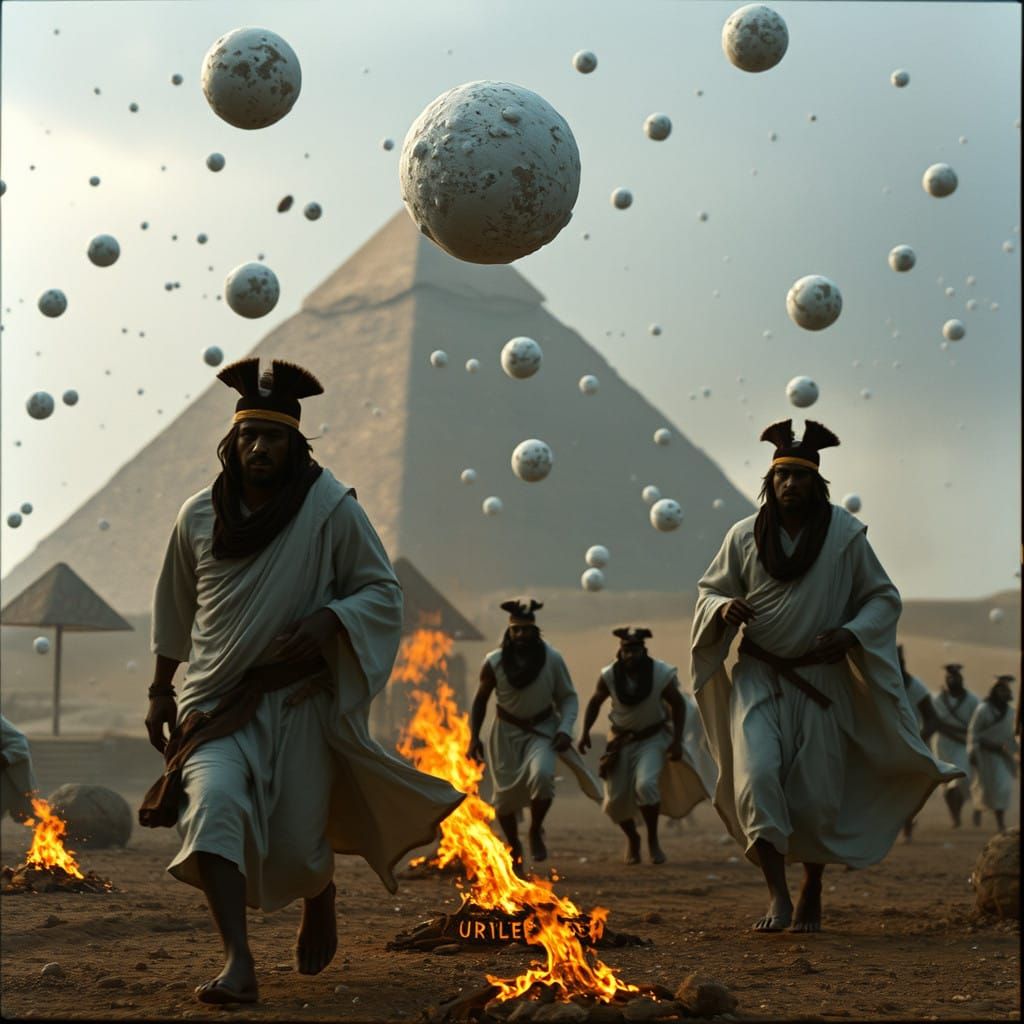 Ancient Egyptian Hailstorm in Cinematic Style