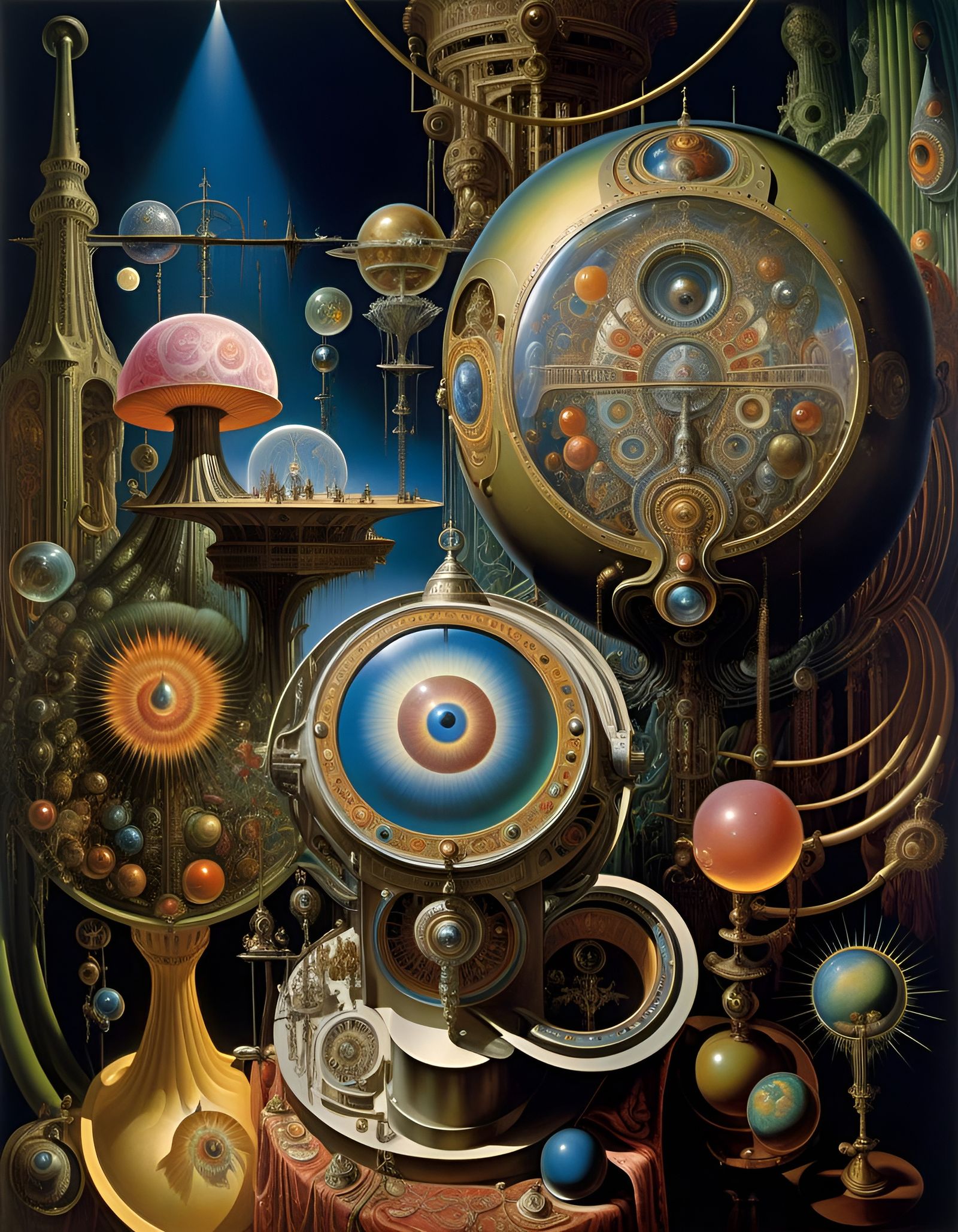 Psychedelic Circus Brain Art in Hyperrealism Style