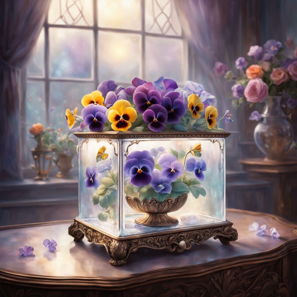 Enchanting Floral Curio Box with Ethereal Mist
