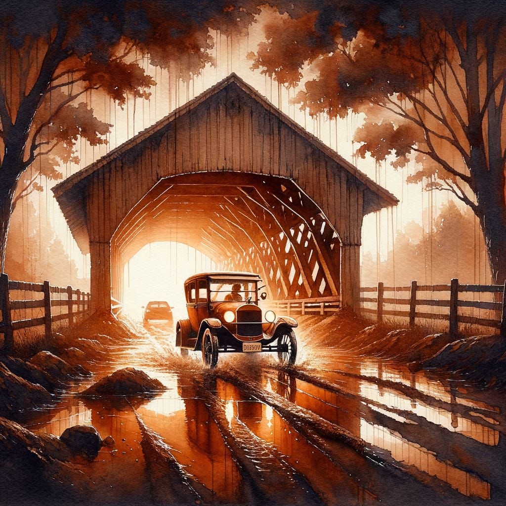 Brown & Orange Covered Bridge