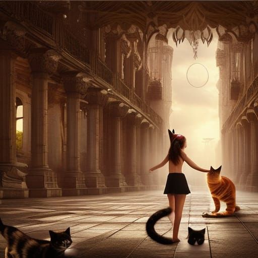 Cat-Eared Girl: Digital Matte Painting
