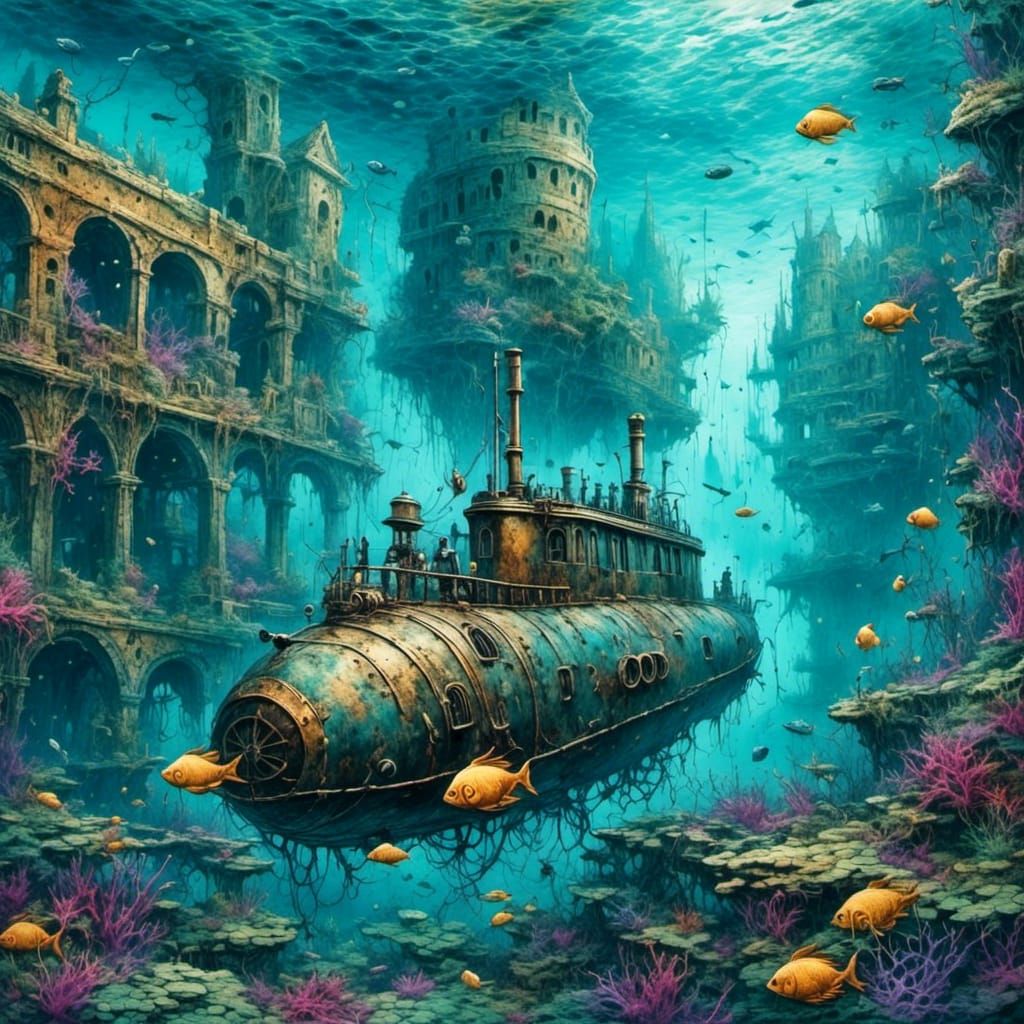 Steampunk Submarine Finds Sunken City Ruins