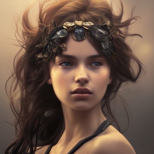 Teenage Girls in Black Bikinis: Hyperdetailed Portrait