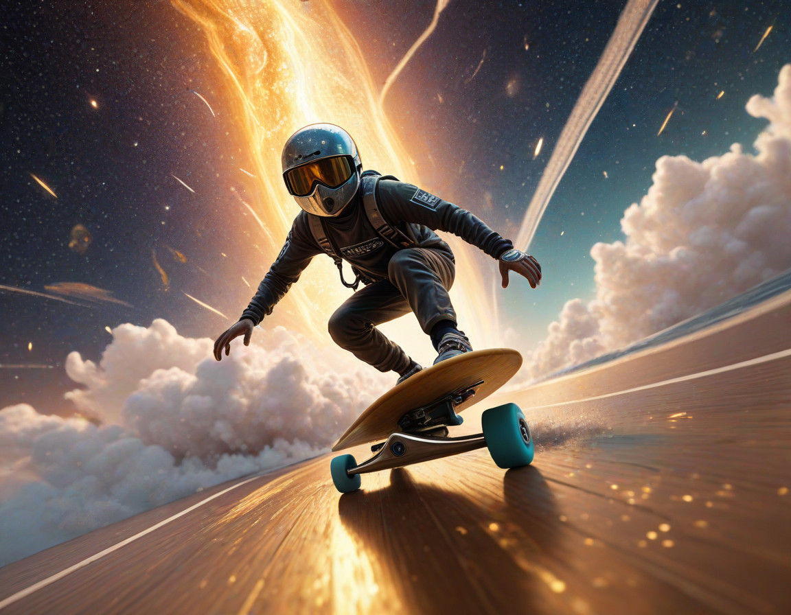 Kawaii Longboard Surfer in Cosmic Stardust