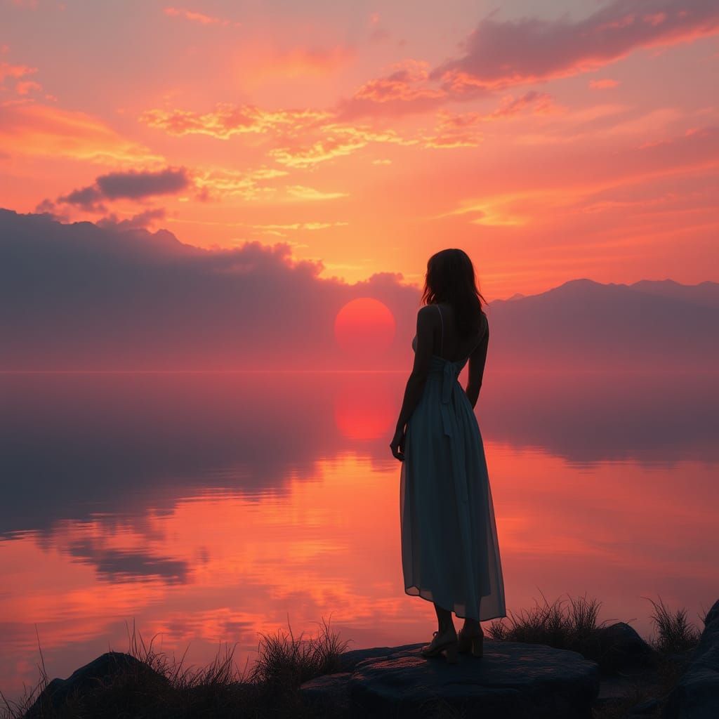 Sunrise Reflection: Fantasy Concept Art in 8k