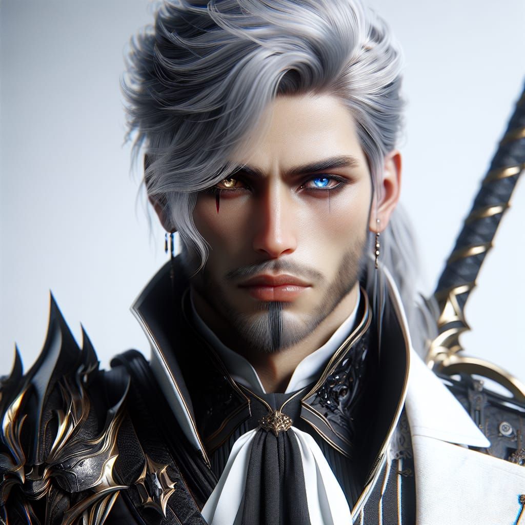 Epic Fantasy Warrior in Cyberpunk Style