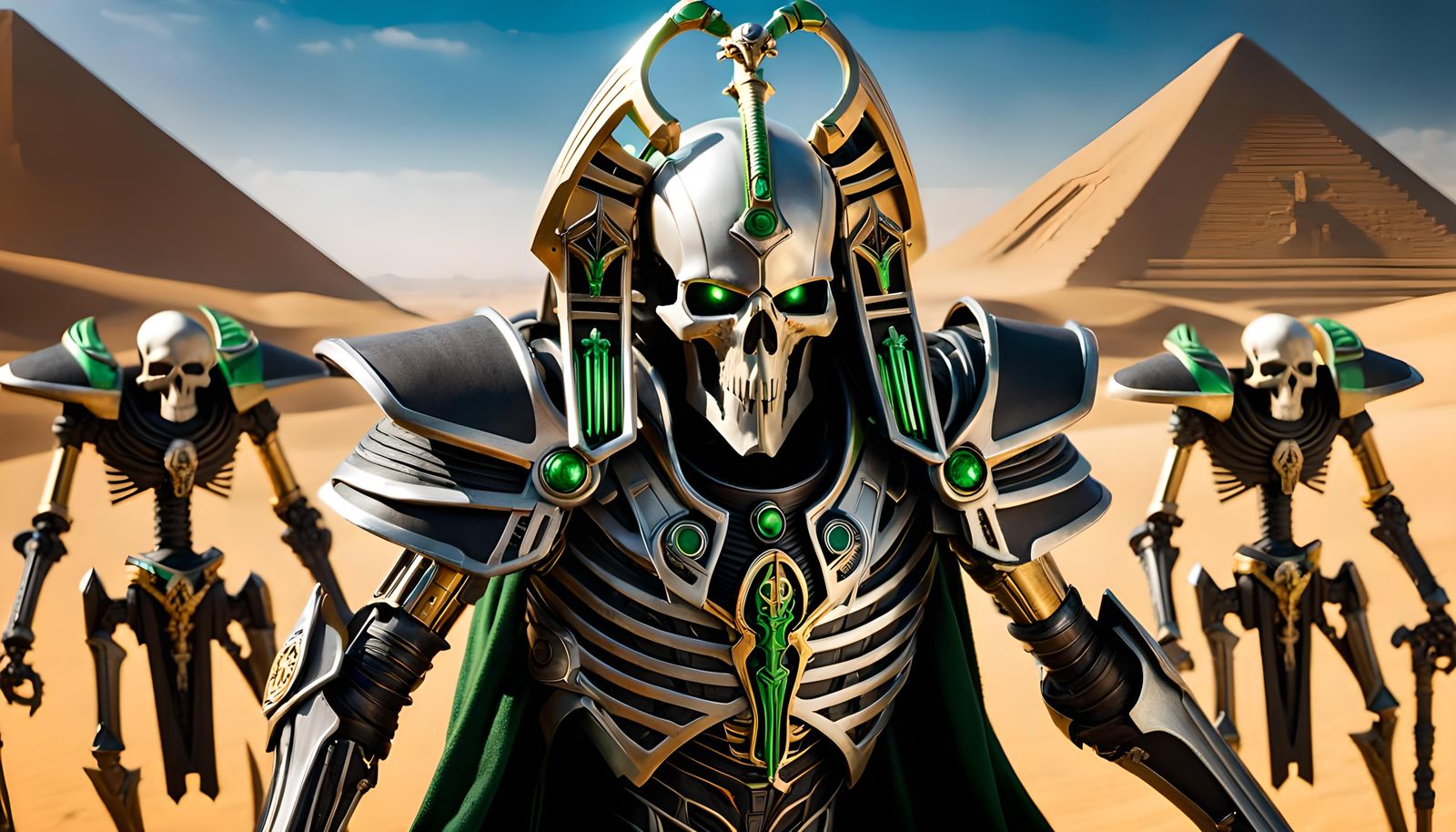 Necron Overlords from Warhammer 40k in Ancient Egypt Aesthet...