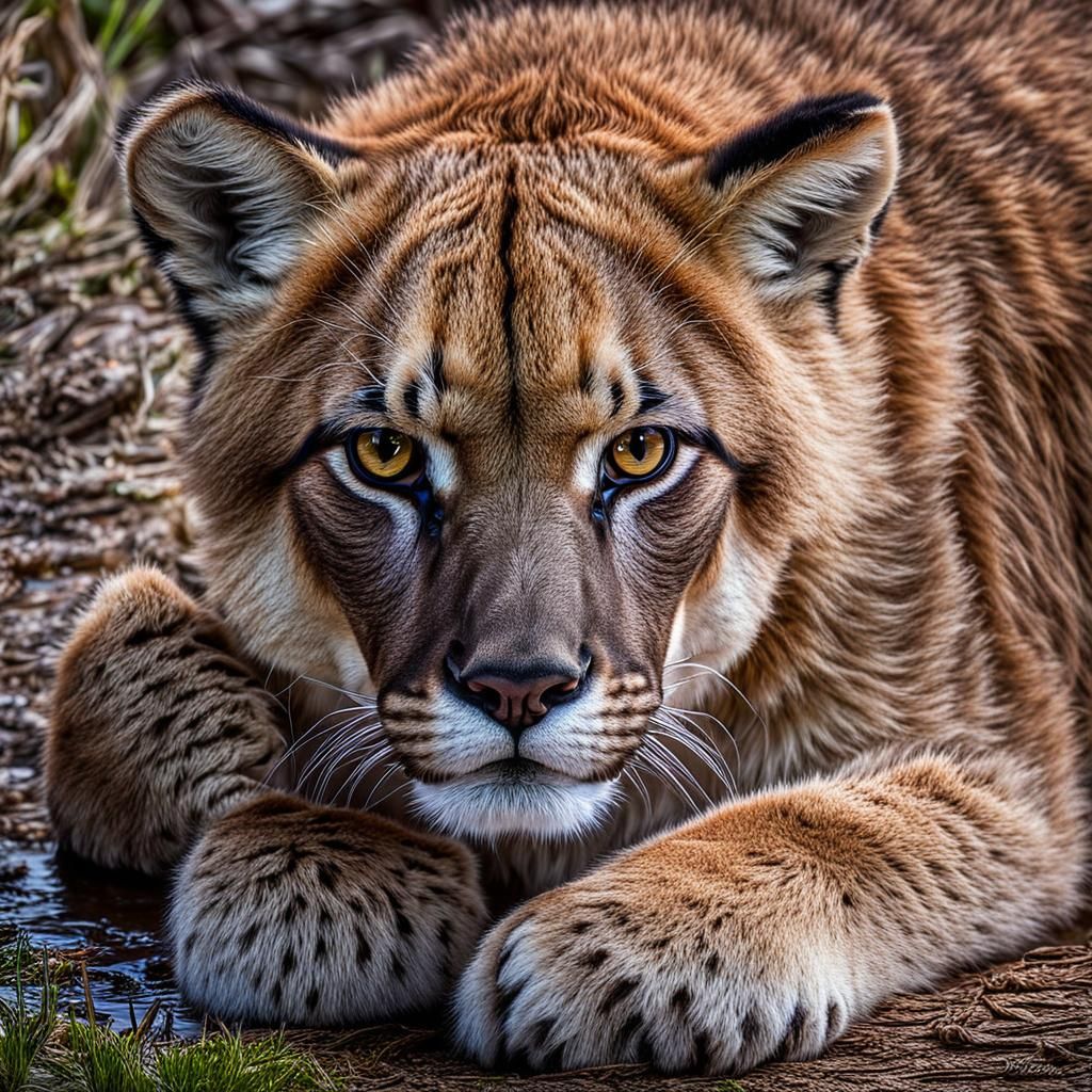 Cougar with Prismatic Eyes, Enhanced Lighting