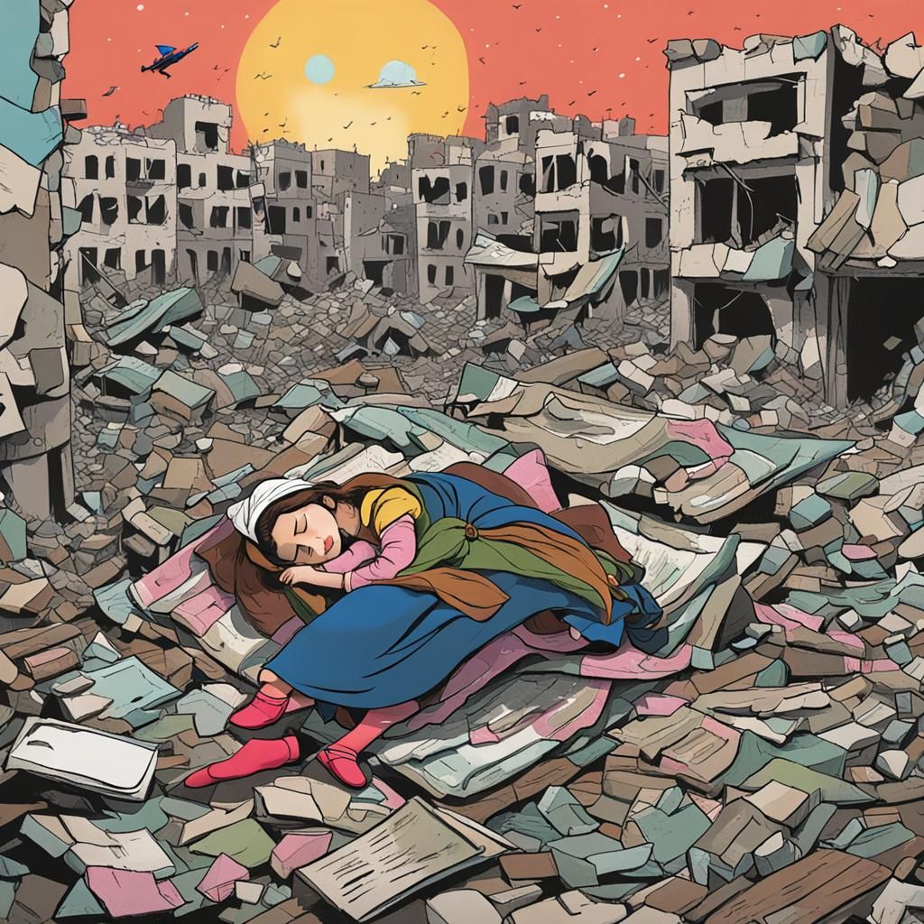 Sleeping Beauty Amidst Bombed Out Gaza