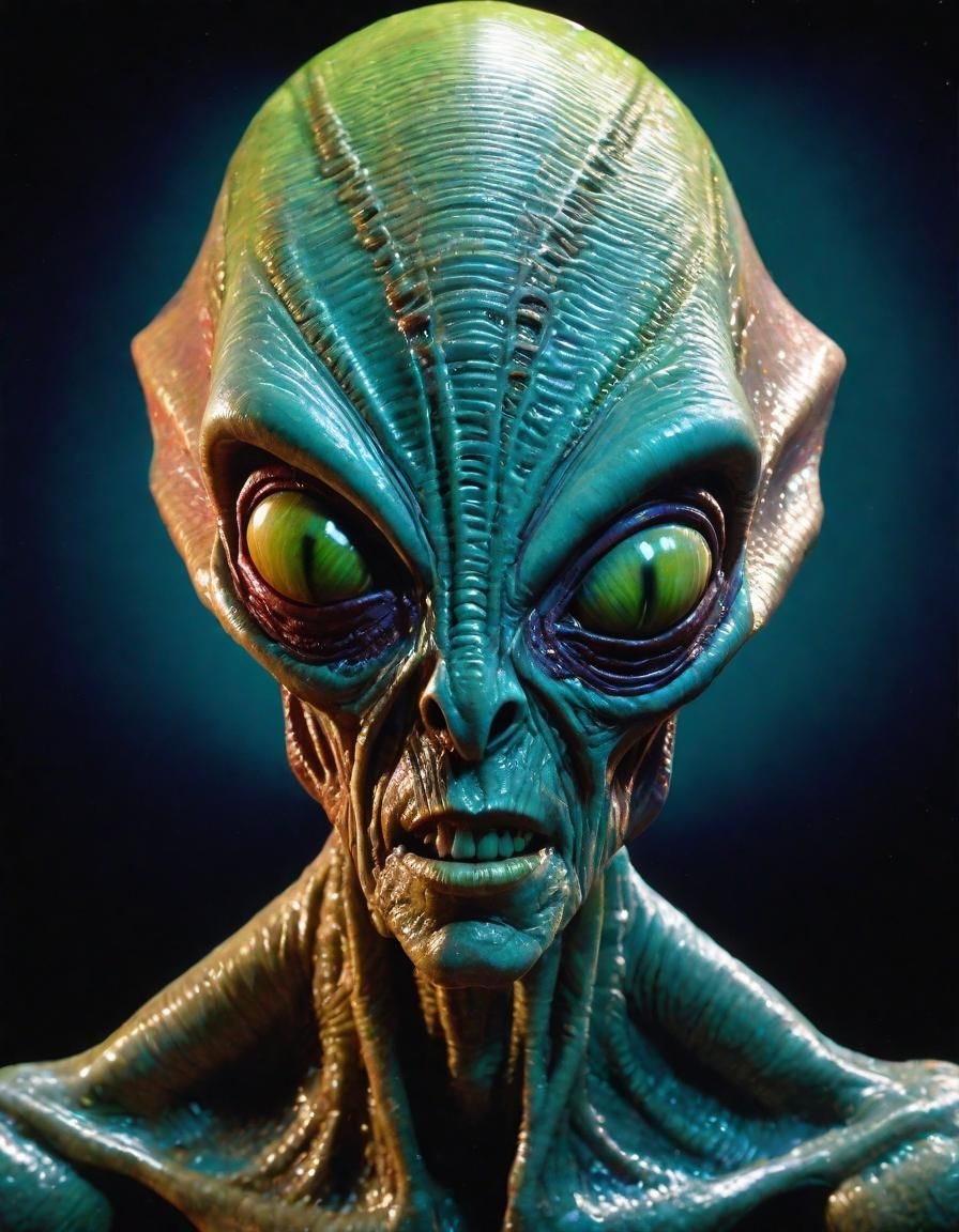 Sinister Seven-Foot Aliens in Hyperrealistic Splash Art